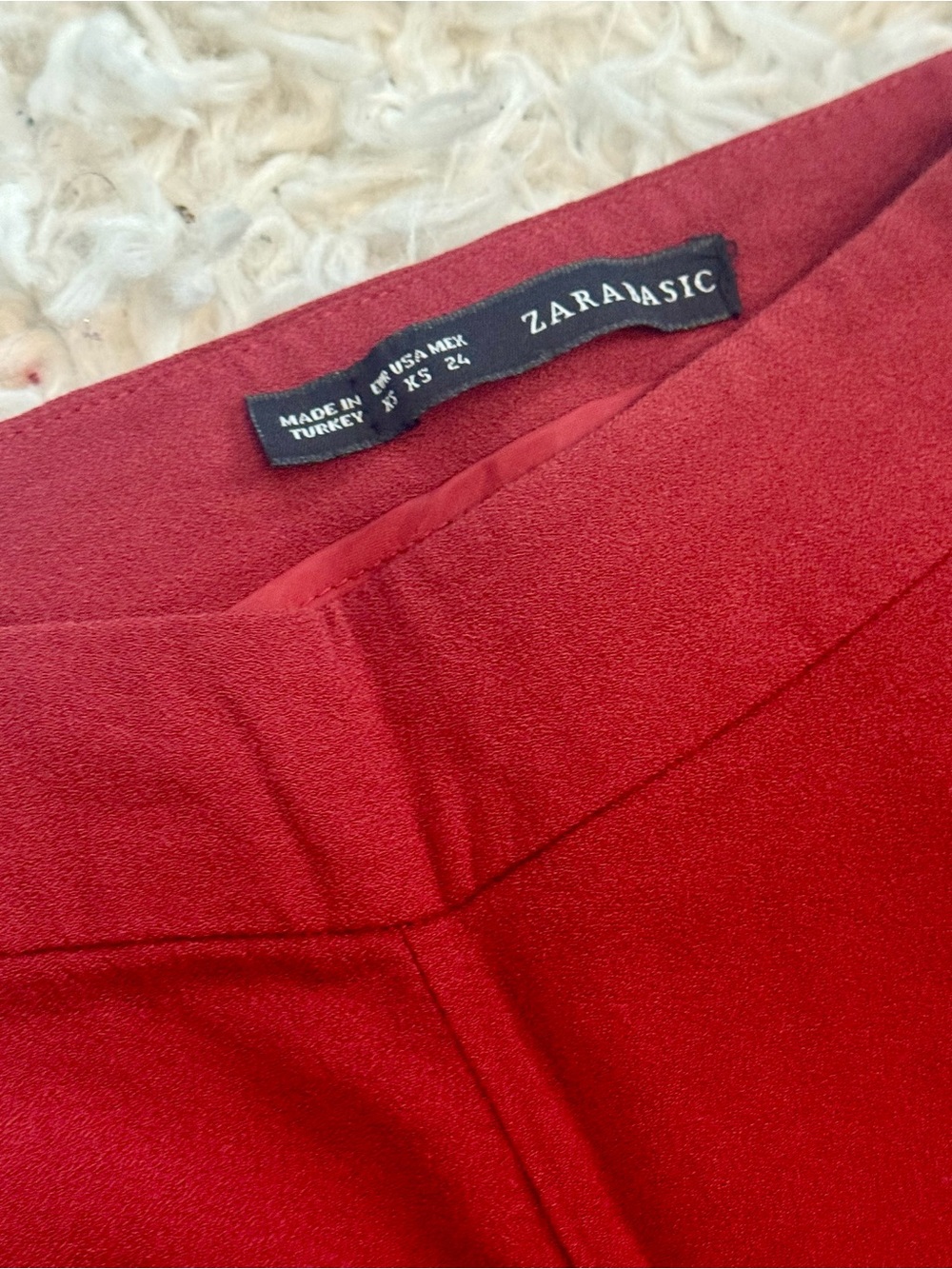Zara Basic Deep Red Trousers - Picture 3 of 5